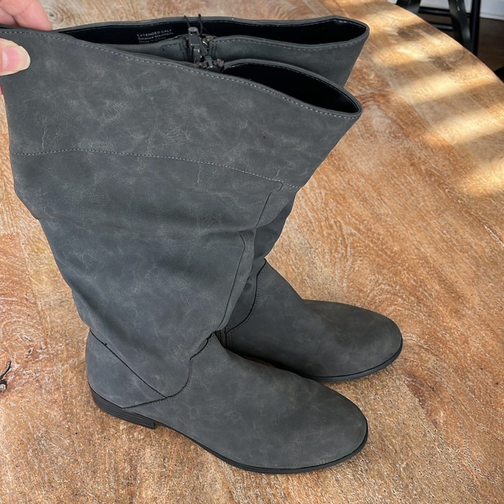 Style & Co Gray Microsuede Size 6 Wide Calf Boots